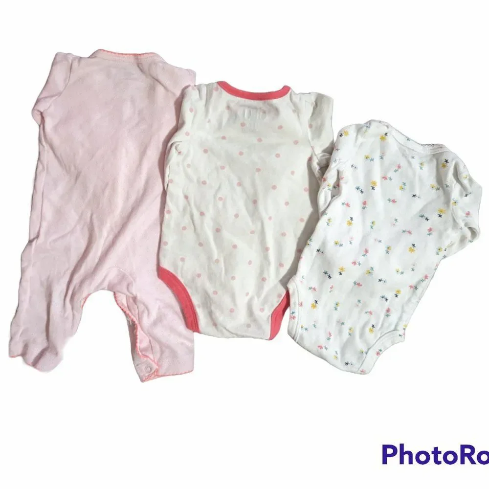 Baby Girl Floral Pink Bodysuit Set, Newborn